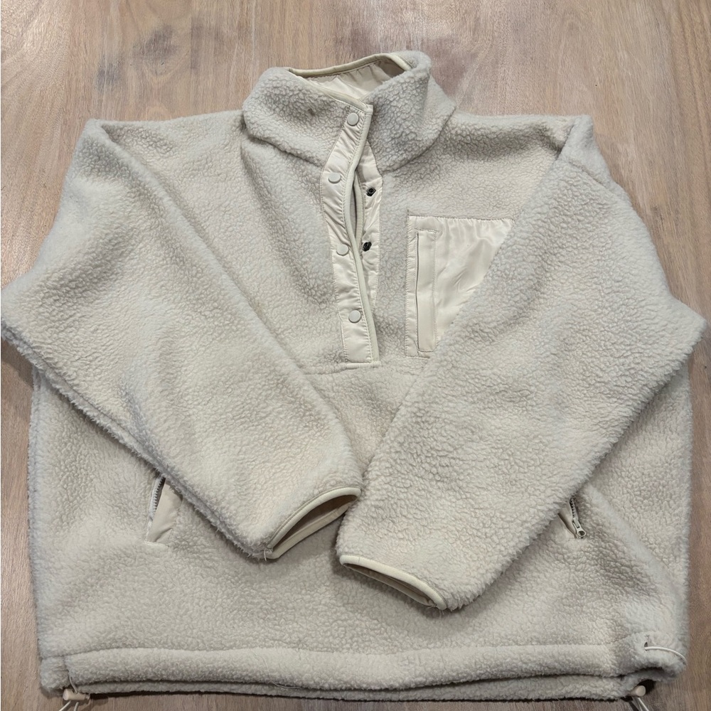Cream fleece pullover